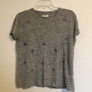 Madewell Gray Top with Gems Size Medium